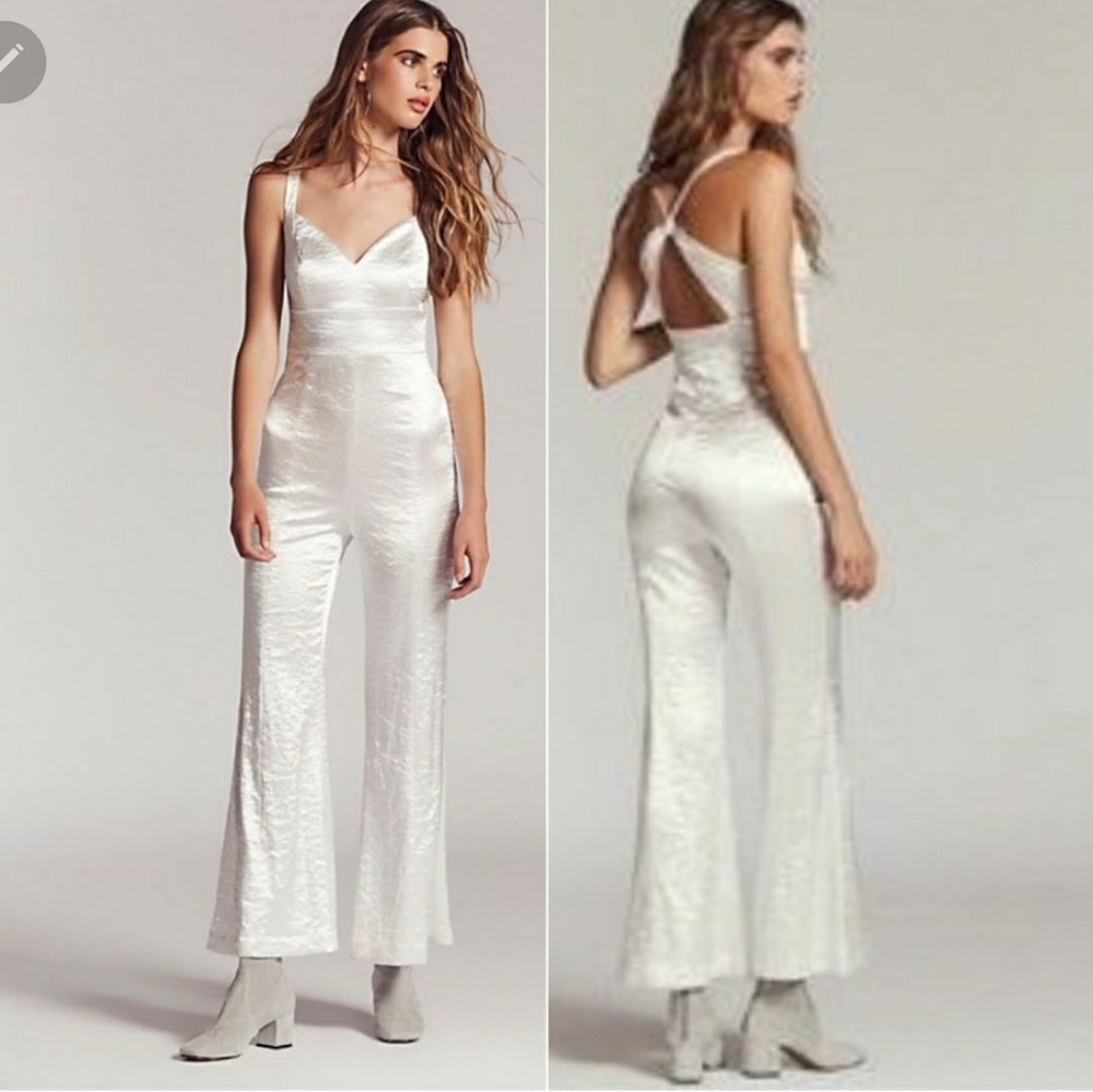 Free People Silver Crush Wide Leg Jumpsuit